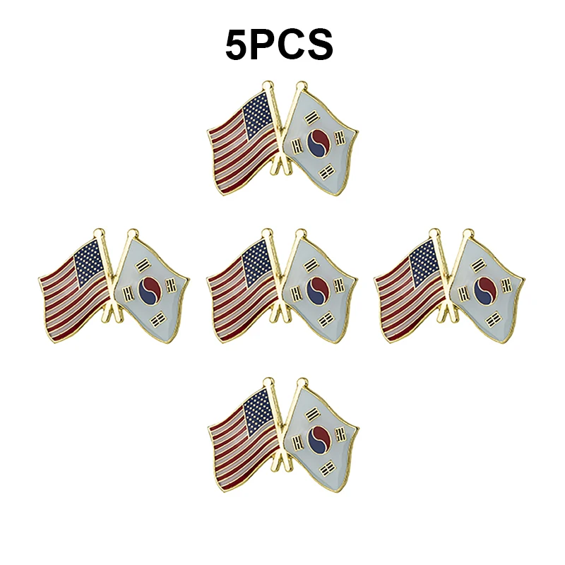 1-100pcs U.S.A.& South Korea Lapel Pin Flag badge Brooch Pins Badges