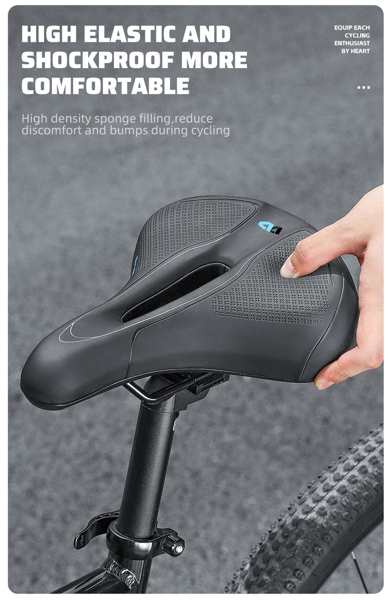 WEST BIKING MTB Fahrradsattel mit Federdämpfung, hohl, belüftet, rutschfest, PU-Polster, atmungsaktiv, für Radfahren – Detail 5