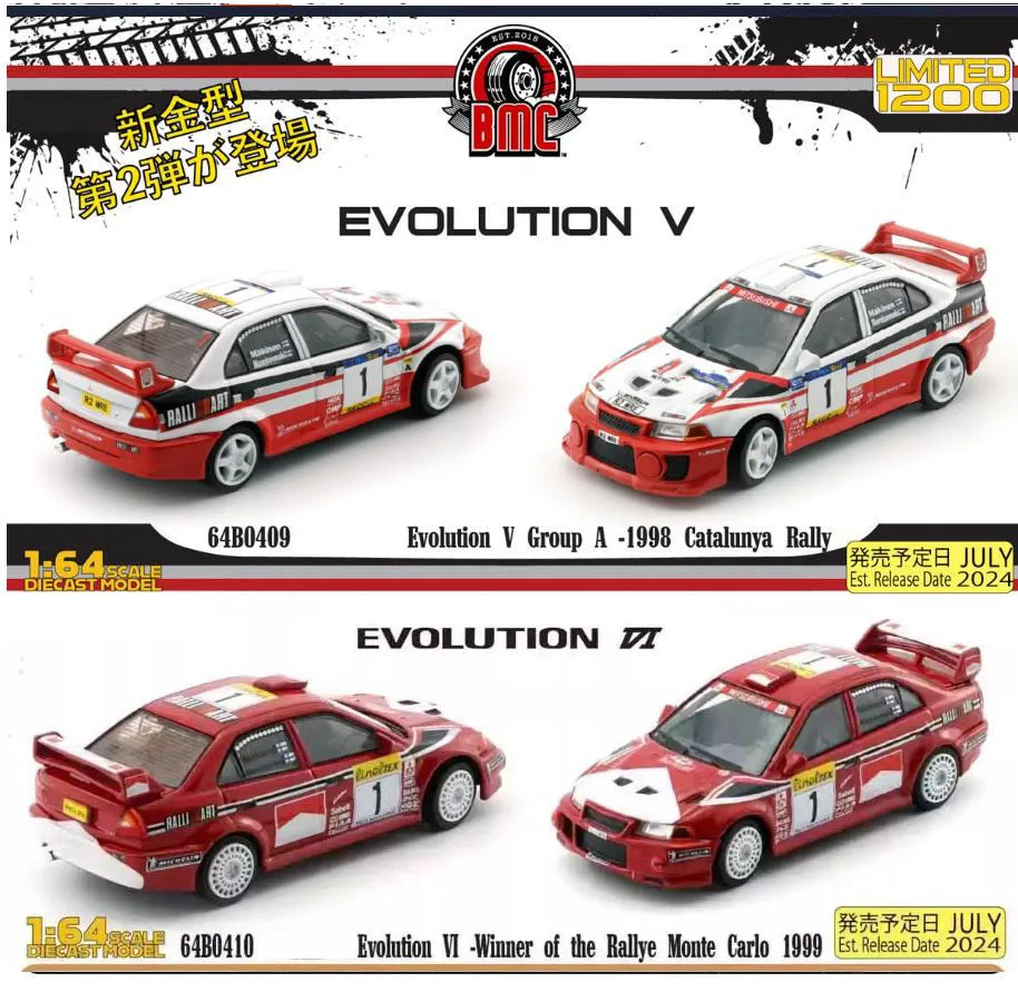

New BMC 1 64 Scale Evolution V VI Rallye EVO Racing Cars Diecast Alloy Toys Model for Collection Gift