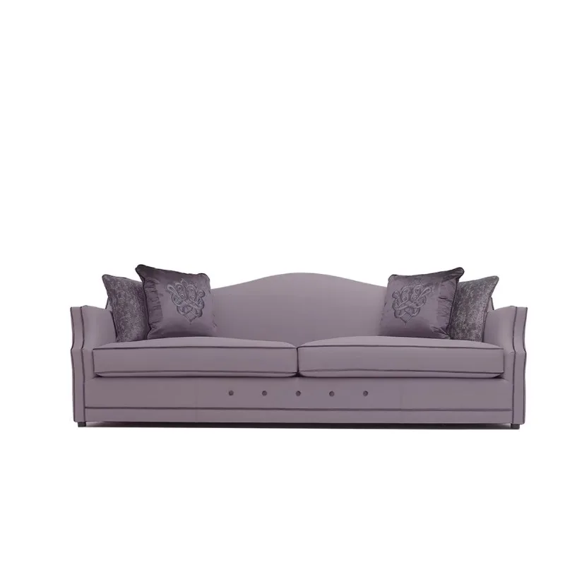 Straight row multi-person lavender purple leather living room store classic sofa