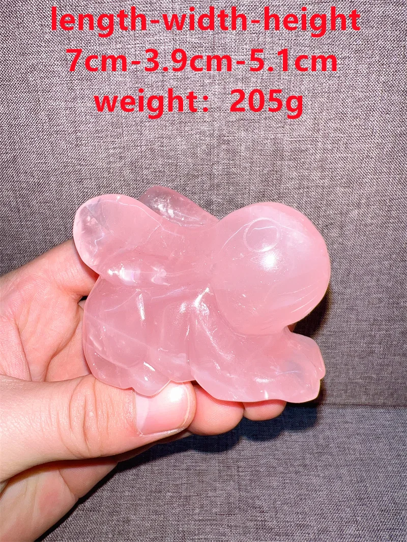 

Natural Rose Quartz Rabit Free Form Slab Crystal Mineral Madagascar Healing Palm Workmanship Ornament Carving Chip