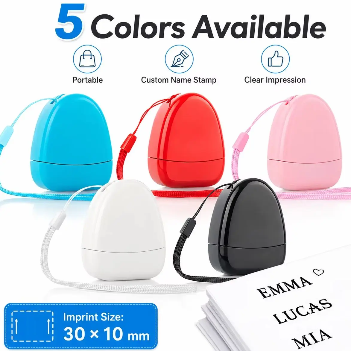 Personalized Custom Signature Name Stamp, Portable Pocket Self‑Inking Name Seal with Wrist Strap for Business & Paperwork