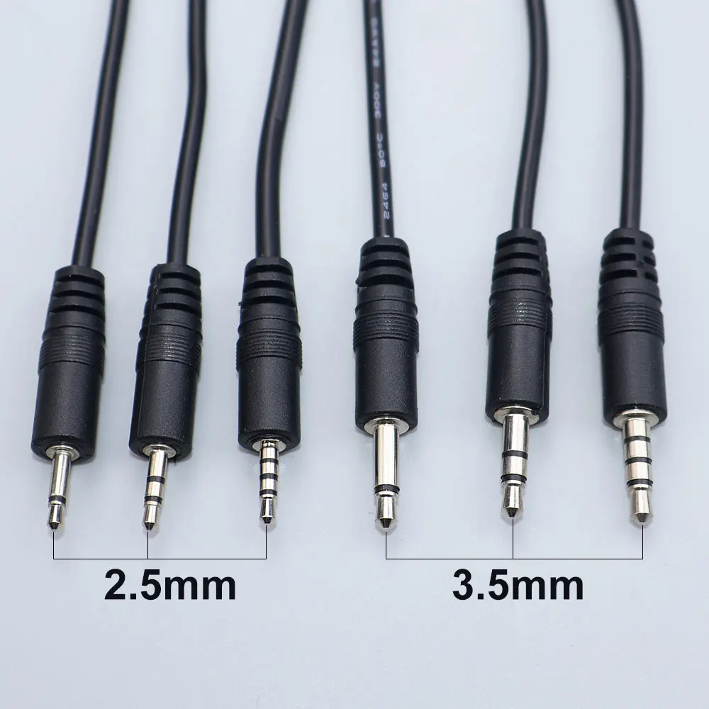 JCD 2.5mm 3.5mm 2/3/4Pin Mono Stereo Audio Cable Male Female Plug Jack Connector Extension Wire DIY Earphone Repair Cable 25CM