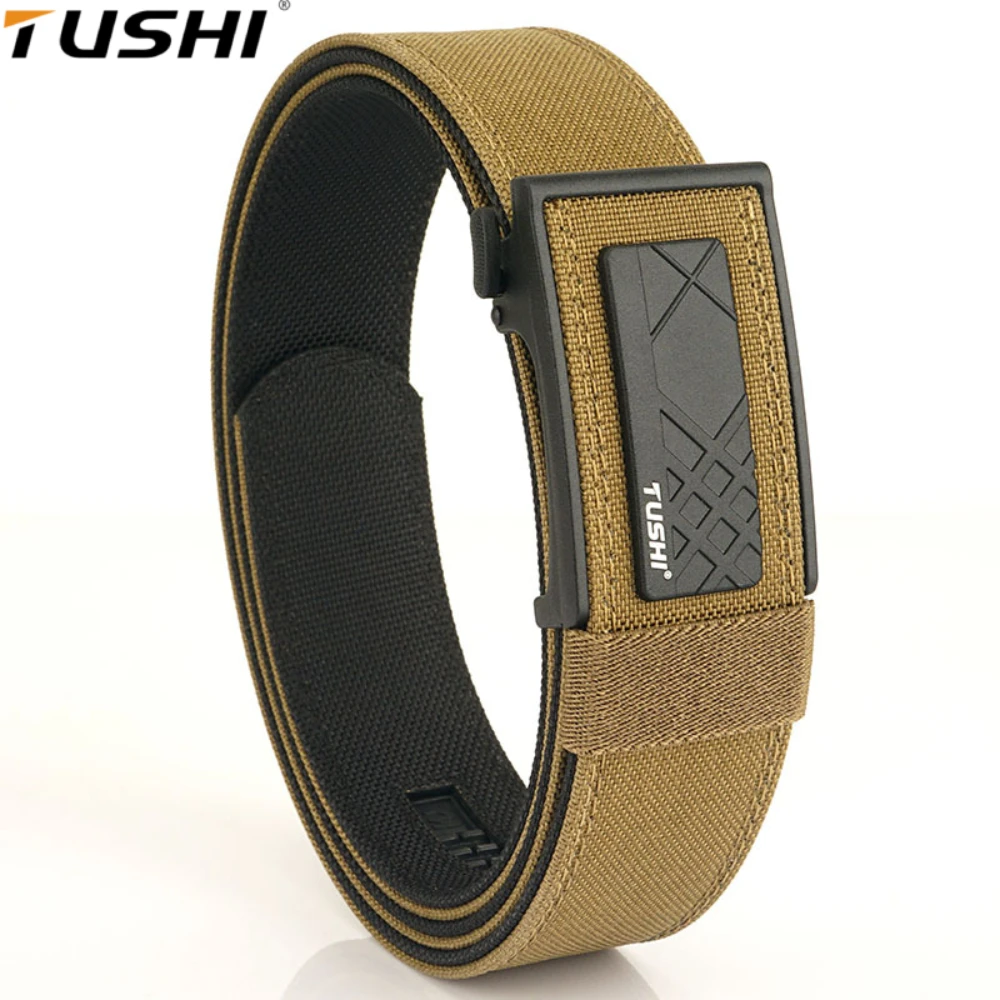 

TUSHI Brand Double layered thickened tactical belt men's outdoor nylon 3.8 wide automatic buckle belt Sports