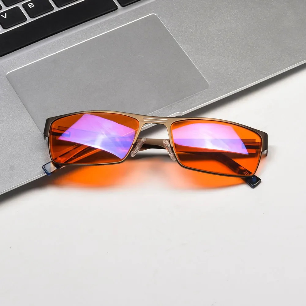 Men’s glasses blue light blocking glasses Orange clear lenses leopard computer glasses computer screen protection