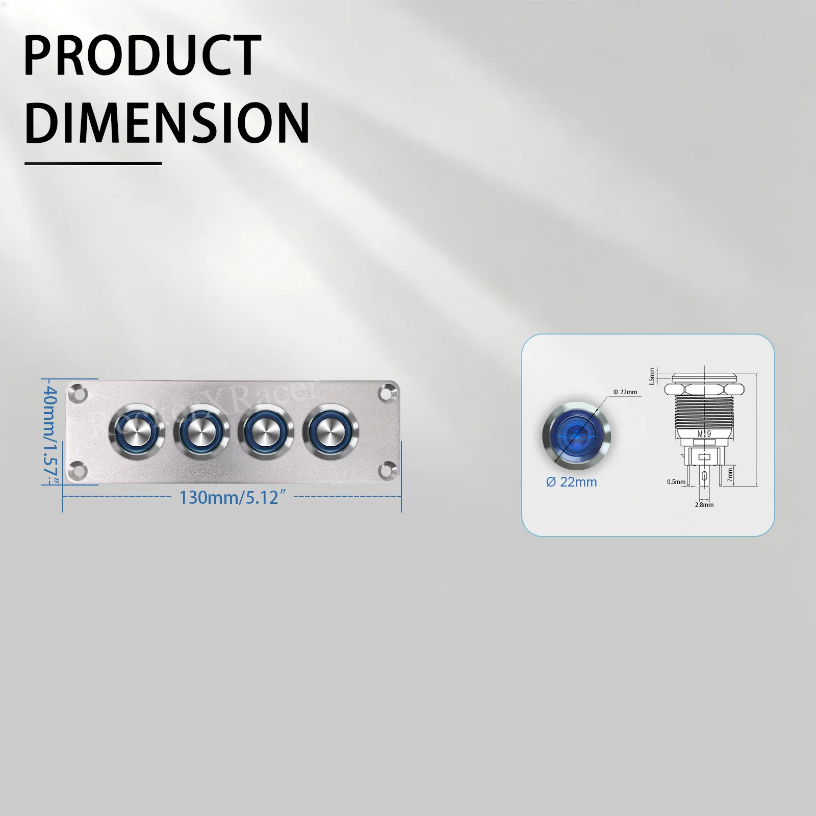 4 Gang Marine Switch Panel IP67 Waterproof Blue LED Stainless Steel Push Button 12V/24V Pre-Wired for Boat Yacht ATV UTV 4x4