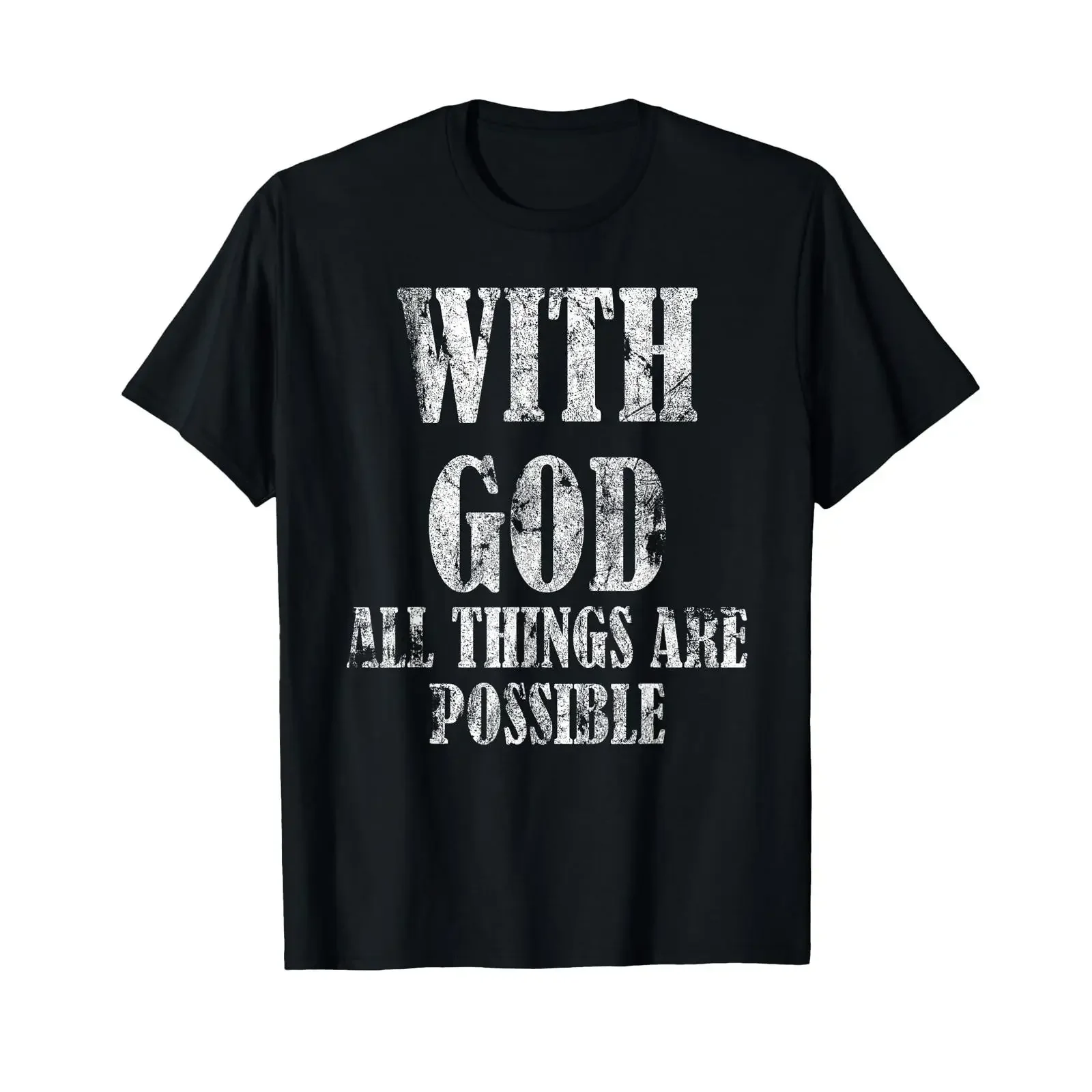 Retro Vintage T Shirt with God Is All Possible black vintage Washed Comfortable Versatile Top For Everyday Wear homme Slightly