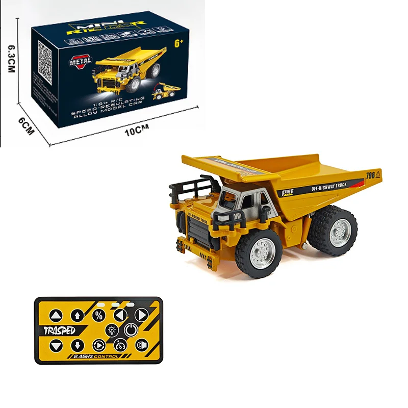 

Metal Remote Control Engineering Car Set - Mining Truck Excavator Forklift Heavy-Duty Die-Cast Tabletop Play 1:64 Display Model