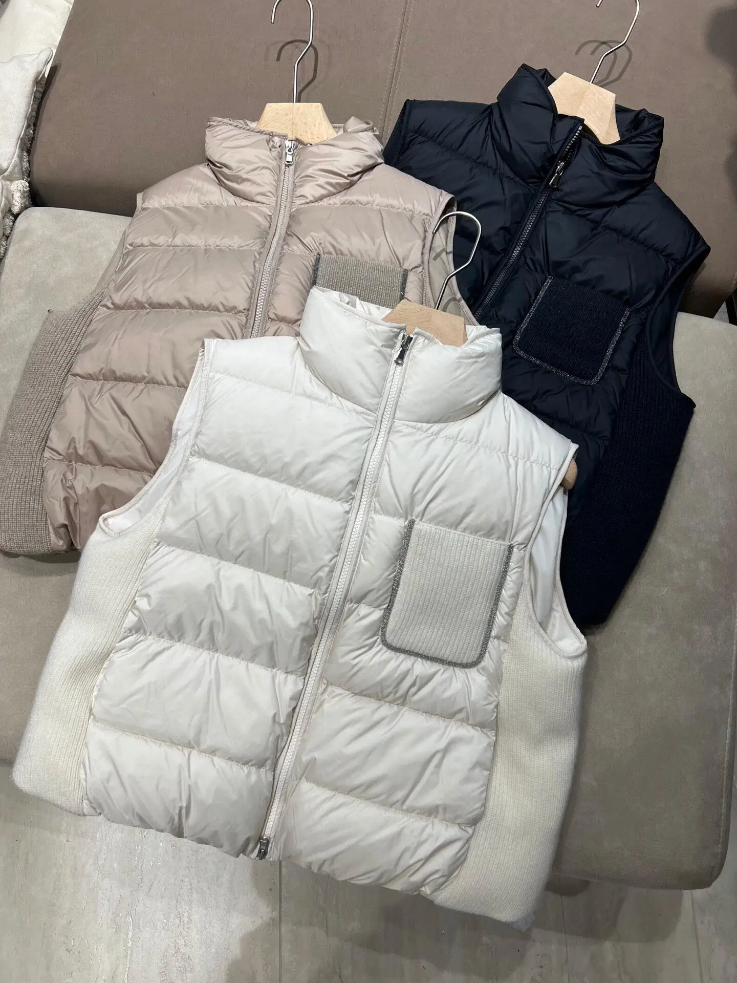 Women Stand Collar Zipper Down Vest Autumn Winter New Warm Sleeveless Versatile Vest