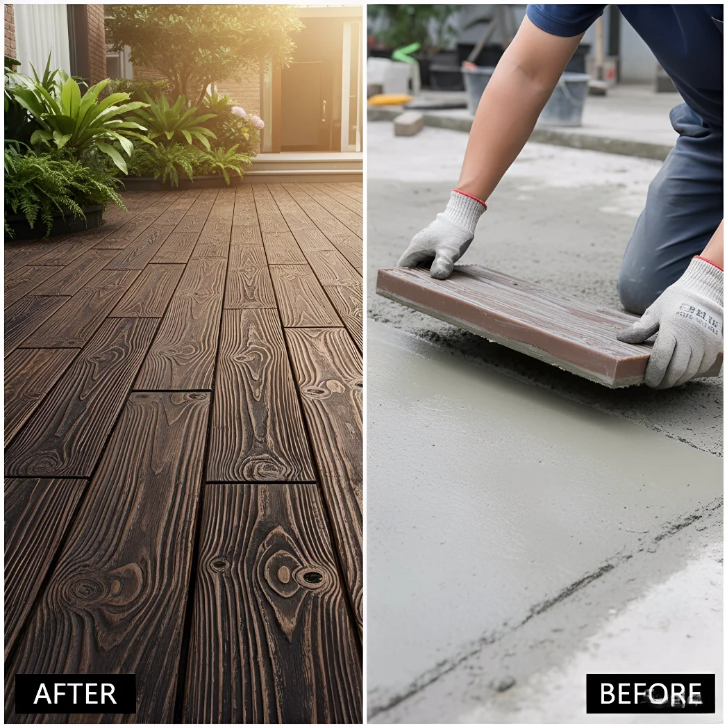 

Wood Grain Concrete Stamp Mold, Imprinted Flooring Paver Form, Reusable Decking Texture Mould for Garden Path Villa B&B Patio