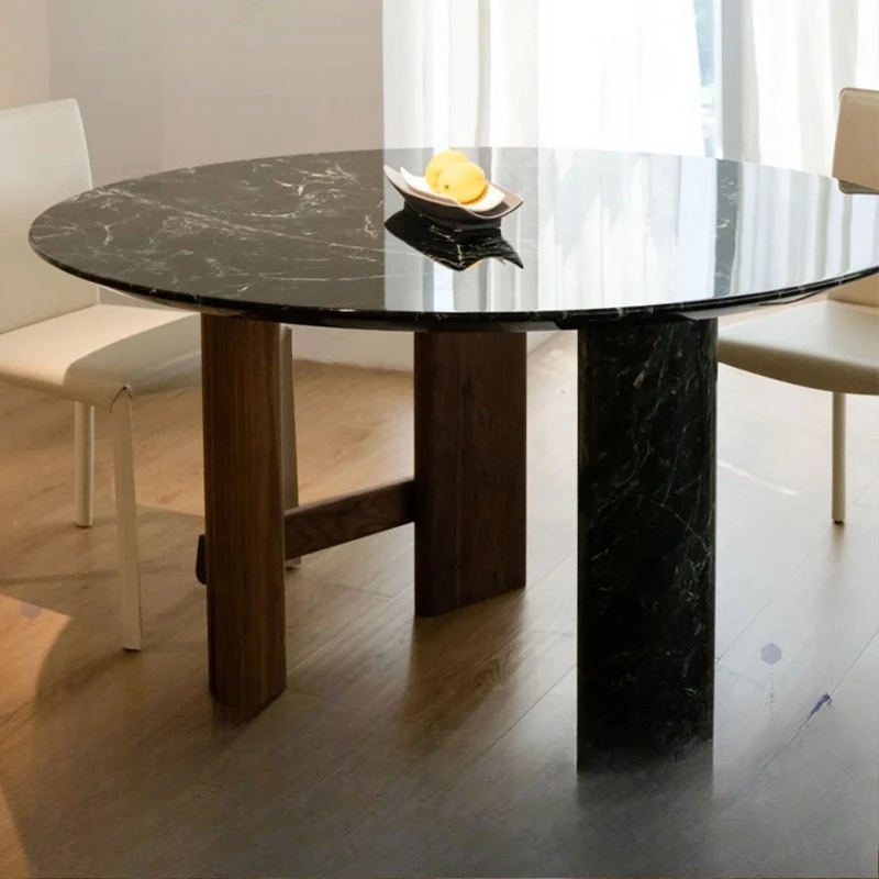 

Итальянский минималистичный обеденный стол из натурального мрамора для маленькой квартиры, роскошный обеденный стол из массива дерева ореха