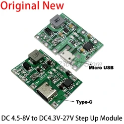 Micro USB/Type-C 3.7V to 9V 5V 2A DC-DC Step Up Boost Module Adjustable 18650 Lithium Battery Charging Discharge Module