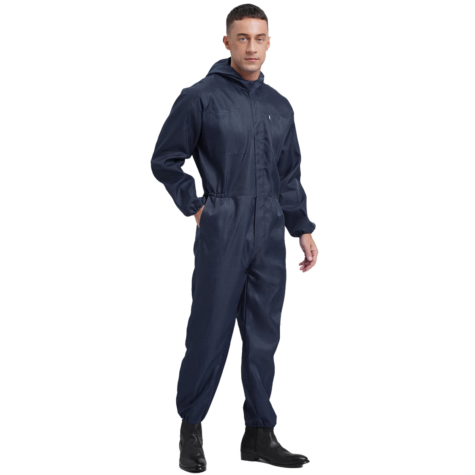 Combinaison à capuche anti-poussière pour hommes, uniforme d'atelier, manches longues, salopette à fermeture éclair, combinaison de travail pour l'entretien de la construction d'usine