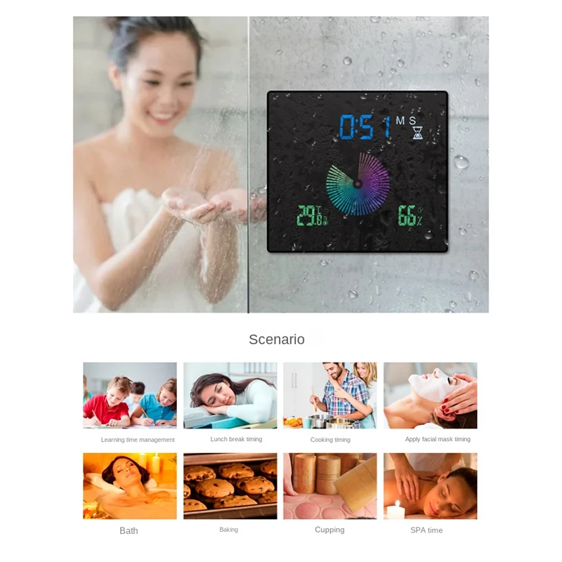 New Bathroom Waterproof Wall Clock Shower Clocks Timer Digital Electronic Wall Clock Kitchen Washroom Time