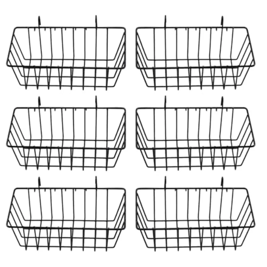 

6 Pack Wire Baskets Wall Grid Panel Hanging Wire Basket for Organizing Tools Kitchen Utensils and Household Items in Garage Lau