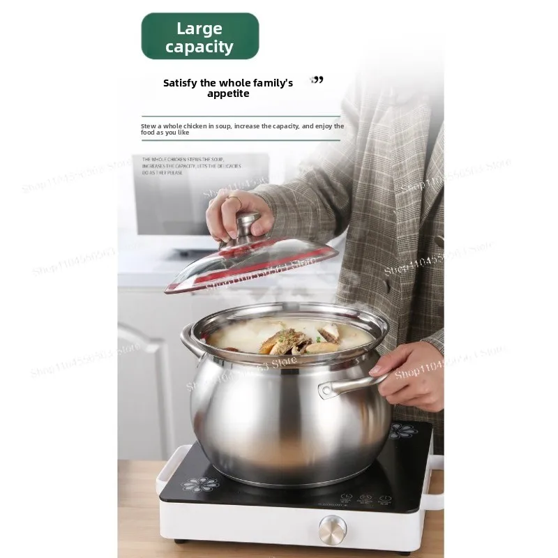 304 stainless steel Thickened soup pot New design General use of gas in induction cooker for porridge and soup big cooking pot