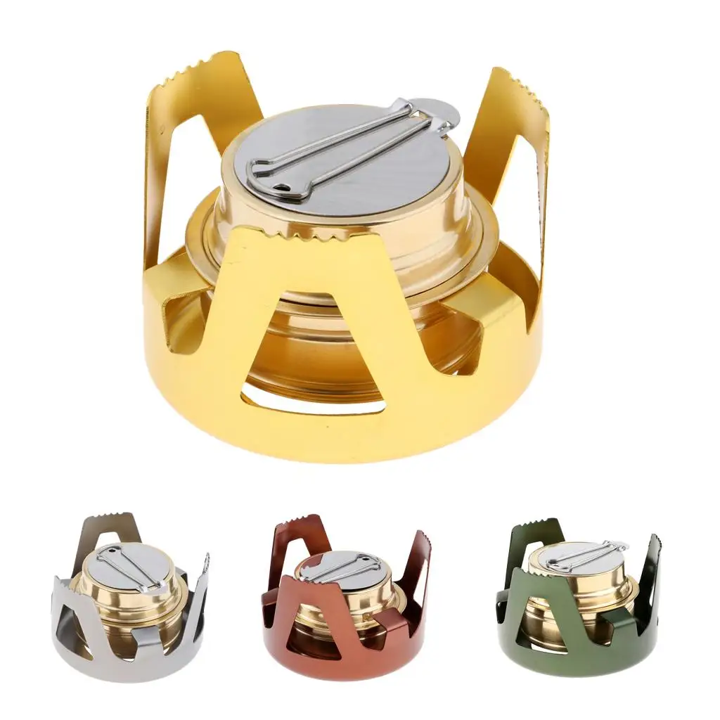 Mini Stove for Camping Hiking, Backpacking Stoves, Spirit Burner with Aluminum Alloy Base Holder, Men Women Cooking