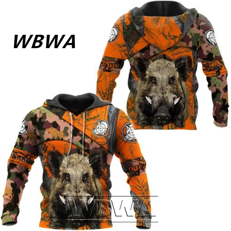 Boar Hunting Orange Camo 3D Printed Jacket Men/Women Harajuku Hoodie Unisex Casual Streetwear Sweatshirt Pullover Sudaderas-L88