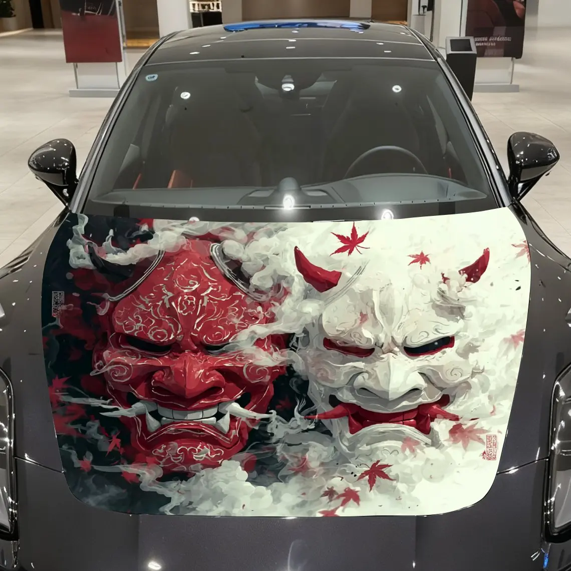 

Terror Mask Car Hood Sticker PVC Self Waterproof Stick, Striking Auto Exterior Accessories Decor Protect Gift for Car Lover