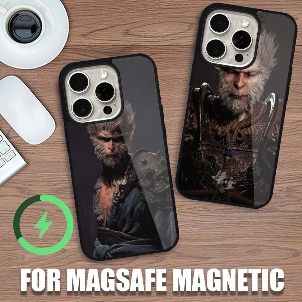 Game B-Blacks Myth W-Wukong Phone Case For iPhone 11 12 13 14 15 Pro Max Plus Magsafe Magnetic Wireless Charging