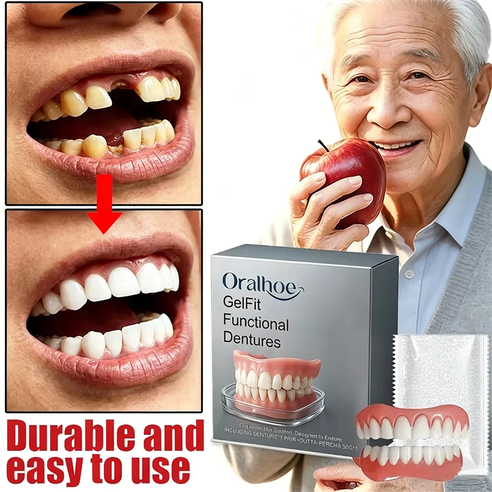 2026 New Teeth Silicone Kit Fill Tooth Gaps Orthodontic Upper Lower Fake Teeth Soft Decorative Comfortable Realistic Denture Set