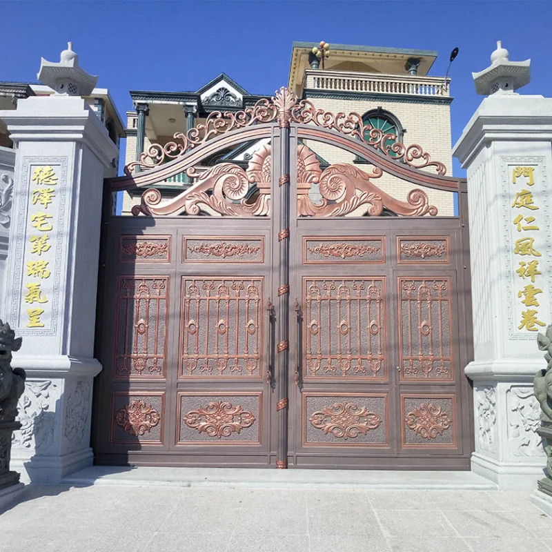 custom.Royal Entrance Garden Luxury Fence Driveway Iron Sliding Door Solid Cast Aluminum Gate