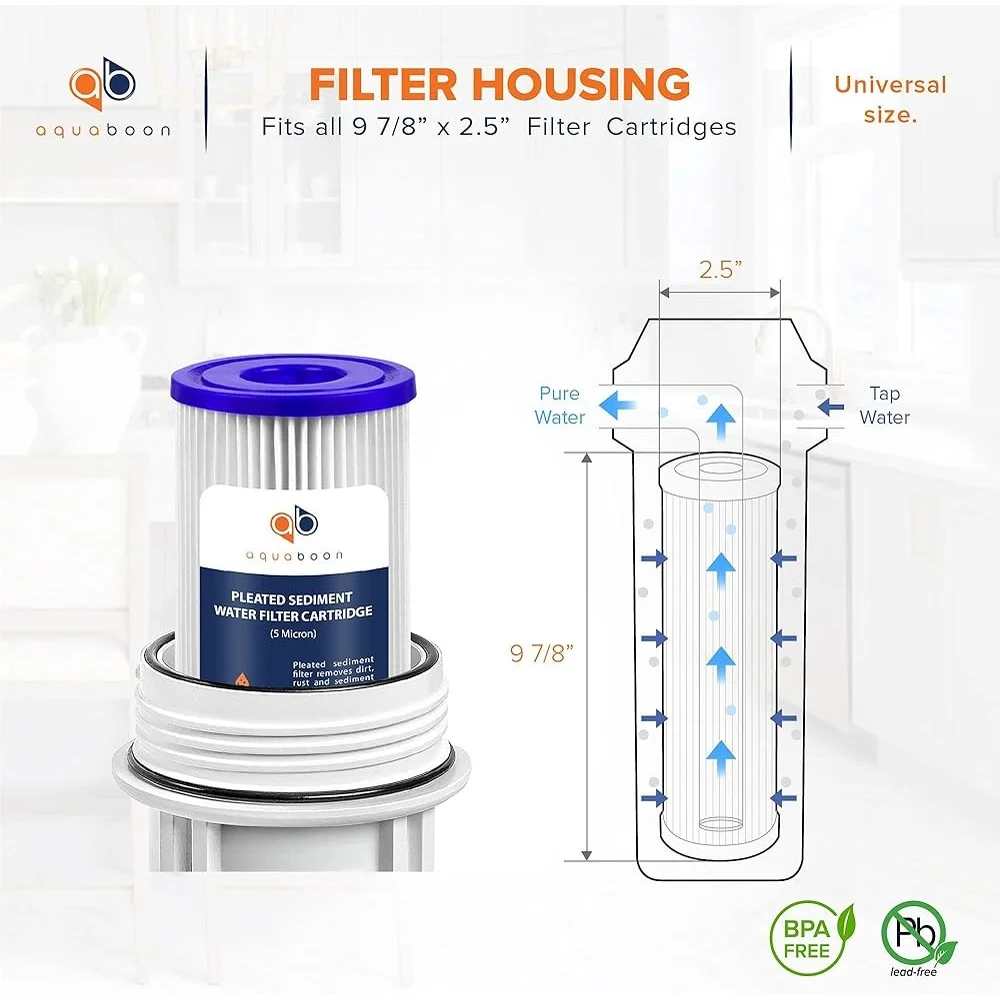 خرطوشة فلتر الرواسب 5 ميكرون، فلتر مياه بوليستر غير منسوج مطوي متوافق مع أنظمة المنزل بأكملها مقاس 10 بوصات بشكل جيد