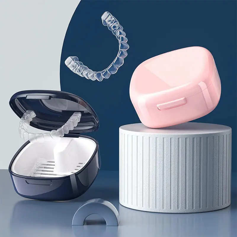 

1pc Denture Storage Box Elderly Portable Soak Invisible Braces Orthodontic Retainer Cleaning and Boxes