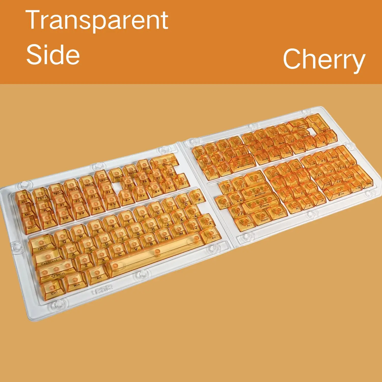 Orange Fog and Transparent OEM Key Caps Cherry Profile Keycaps Unprinted Side Top Printed DIY Mechanical Keyboard 68 95 108