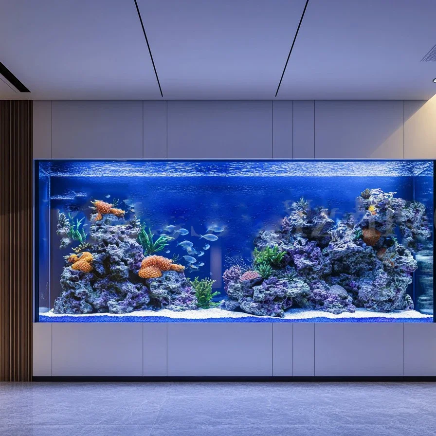 aExtra Large Ornamental Acrylic Rectangular Fish Tank Custom Made Shanghai Aquarium Oceanarium