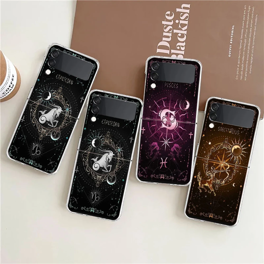 Constellation Phone Cover For Samsung Galaxy Z Flip 6 5 4 Case Transparent For Samsung Z Flip 3 Hard PC Foldable Shell Capas Bag