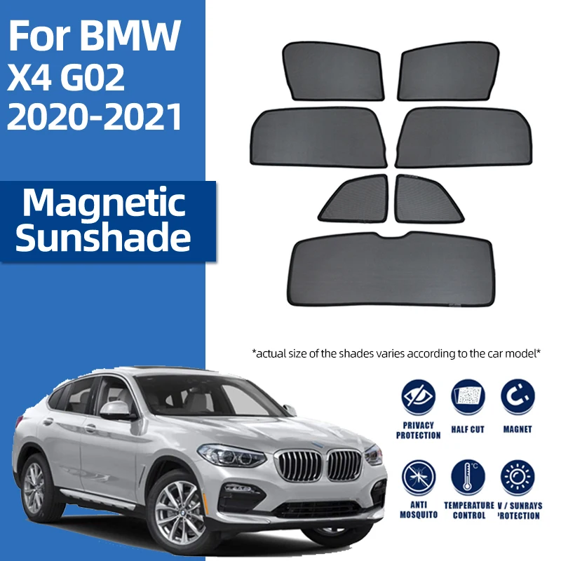 

For BMW X4 G02 2018-2024 Magnetic Car Sunshade Shield Front Windshield Curtain Cover Rear Side Baby Window Mesh Sun Shade Visor