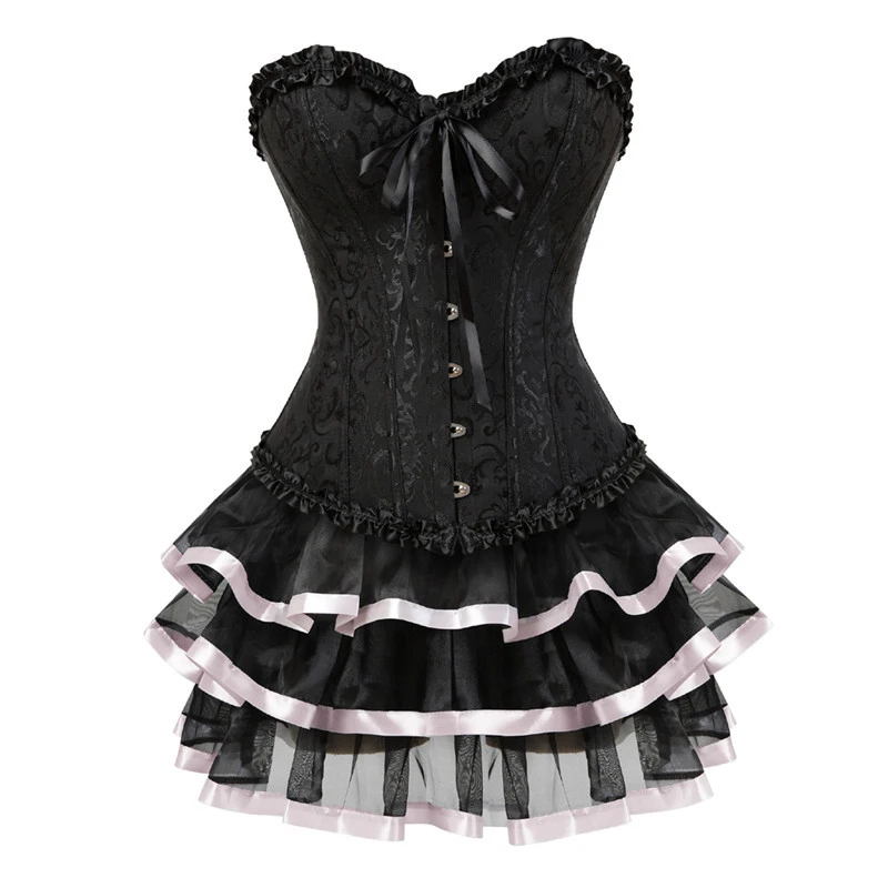 Sexy corsets for women costume overbust burlesque corset and skirt set tutu corselet victorian fashion gowns