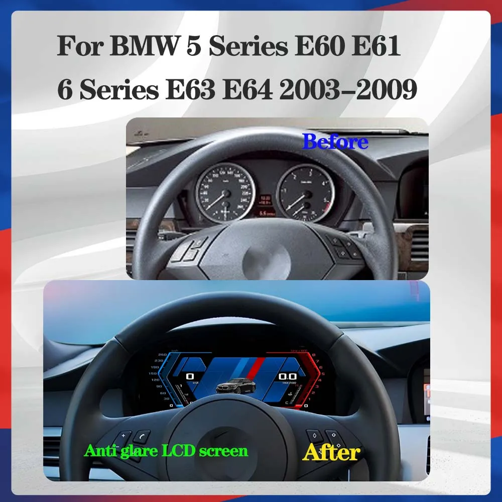 Cluster Digital Dashboard For BMW E60 E61 E63 E64 2003-2009 CCC CIC Odometer Speedometer Dashboard Carplay Virtual Cockpit