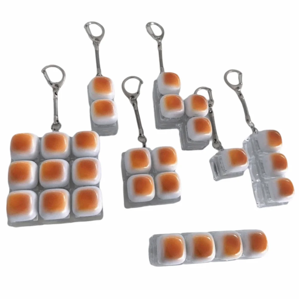Caramel Bread Design Button Keycap Fidget Keychain with Light DIY Finger Keyboard Cap Keys Button Relief Stress