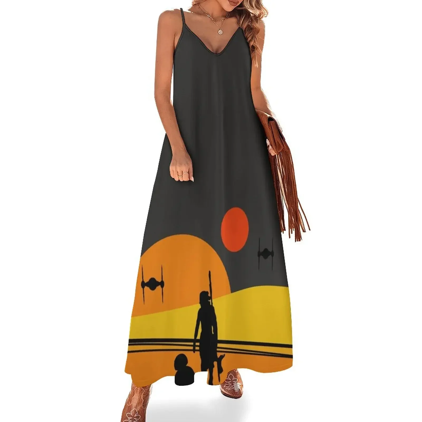 

Tatooine Colorful Sunset Sleeveless Dress summer dress woman 2024 Clothing party dress women elegant luxury