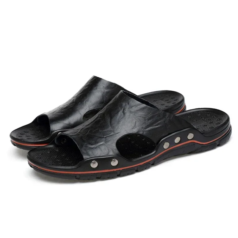 MAEDEF Men\'s Slides Slippers Summer Outside Men Sandals Breathable Classics Beach Slipper Flip Flop Anti-slip Casual Mens Shoes