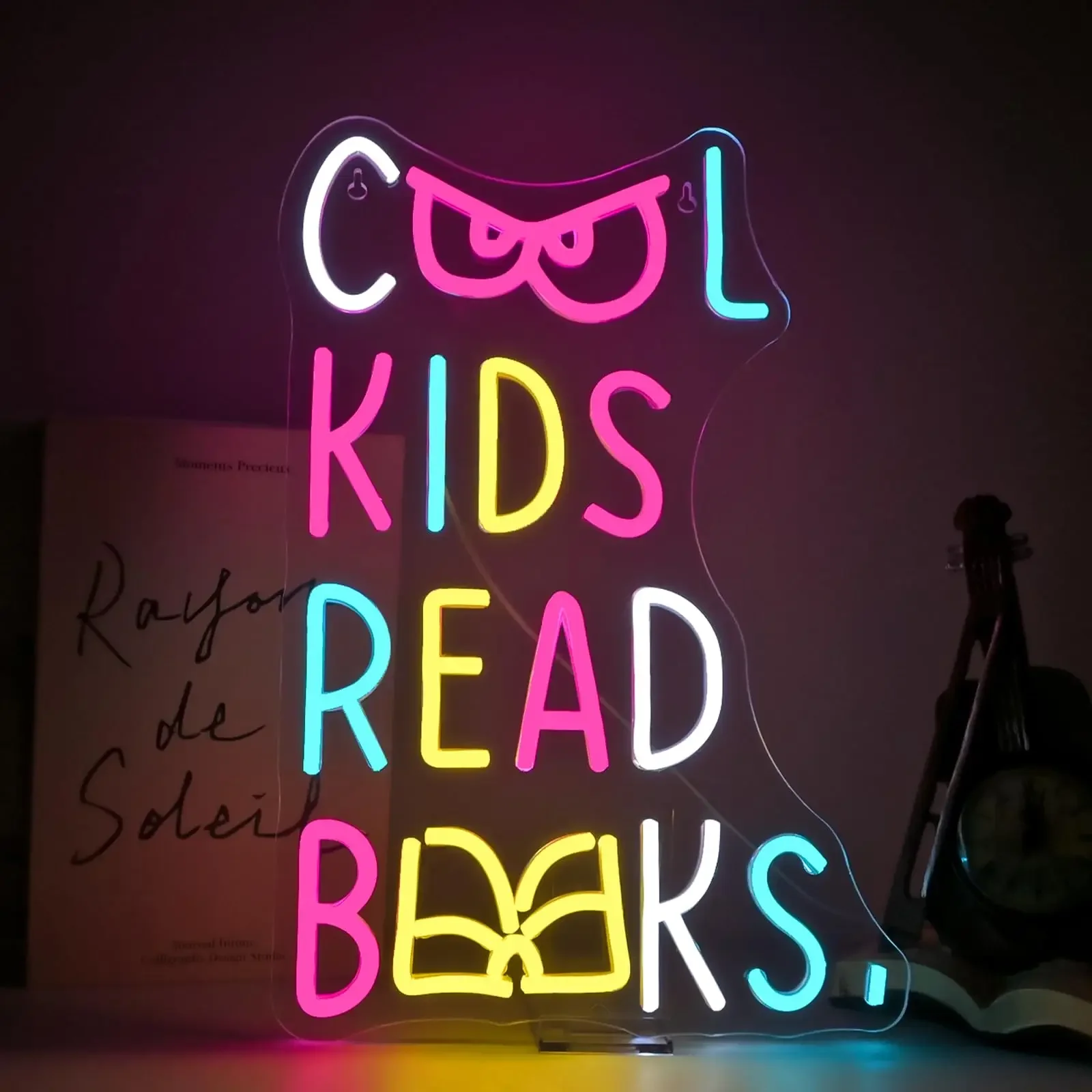 كول كيدز قراءة الكتب، علامة النيون للطلاب، لافتة الطالب الخفيفة مناسبة لغرفة الدراسة في مكتبة الفصول الدراسية