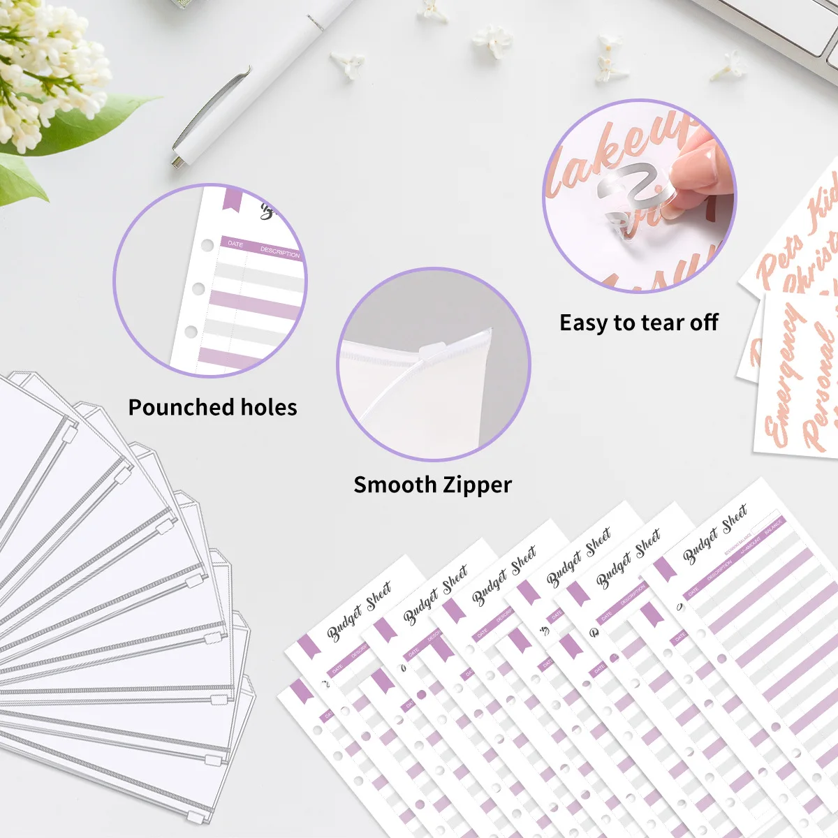 New Budget Binder with Zipper Envelopes, A6 Money Saving Binder Cash Envelopes for Budgeting, PU Leather Planner Money Organizer