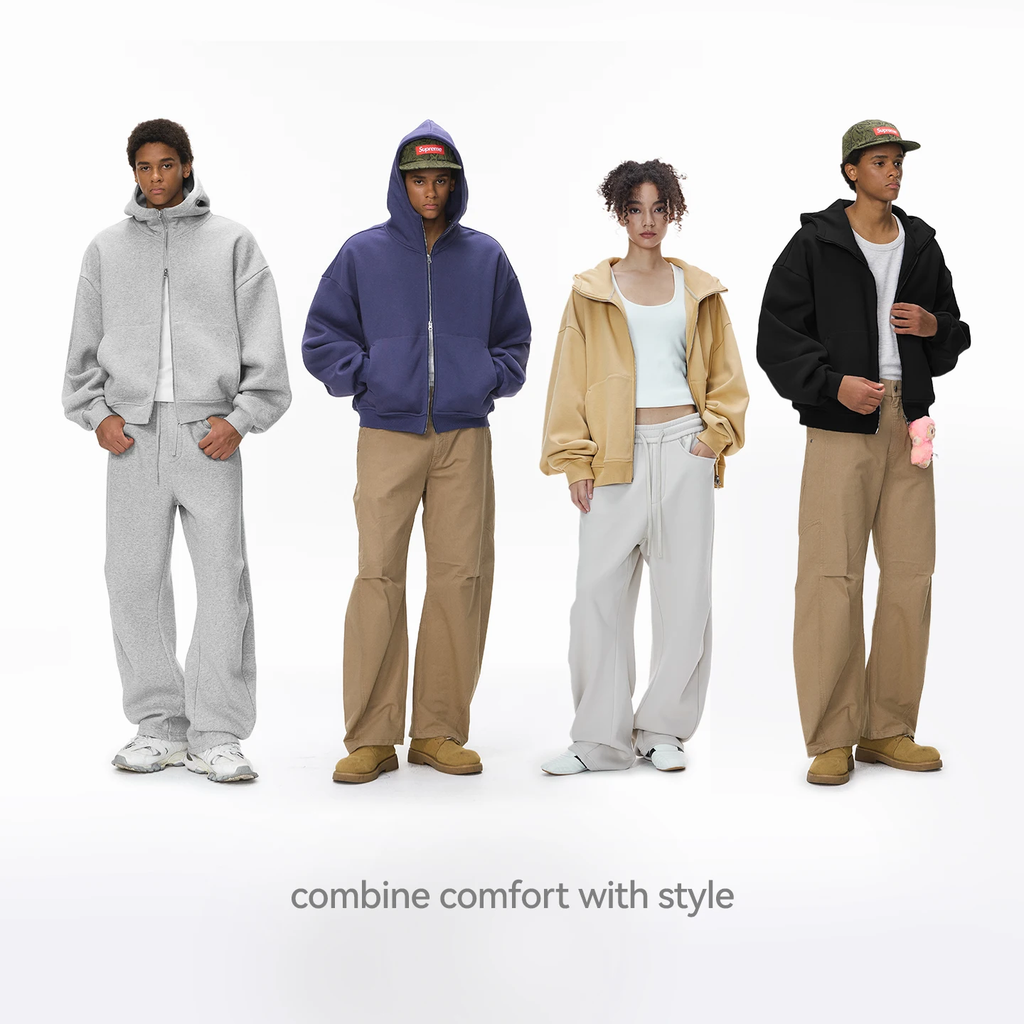 التضخم الرجال منحني كم Boxy هوديي خريف شتاء 2025 قشر البيض الصوف زمم الدافئة الشارع الشهير البلوز سترة