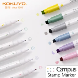 6colors/set Japan KOKUYO Campus Stamp Highlighter Double-Tip  Student Cute Pens Japanese Stationery