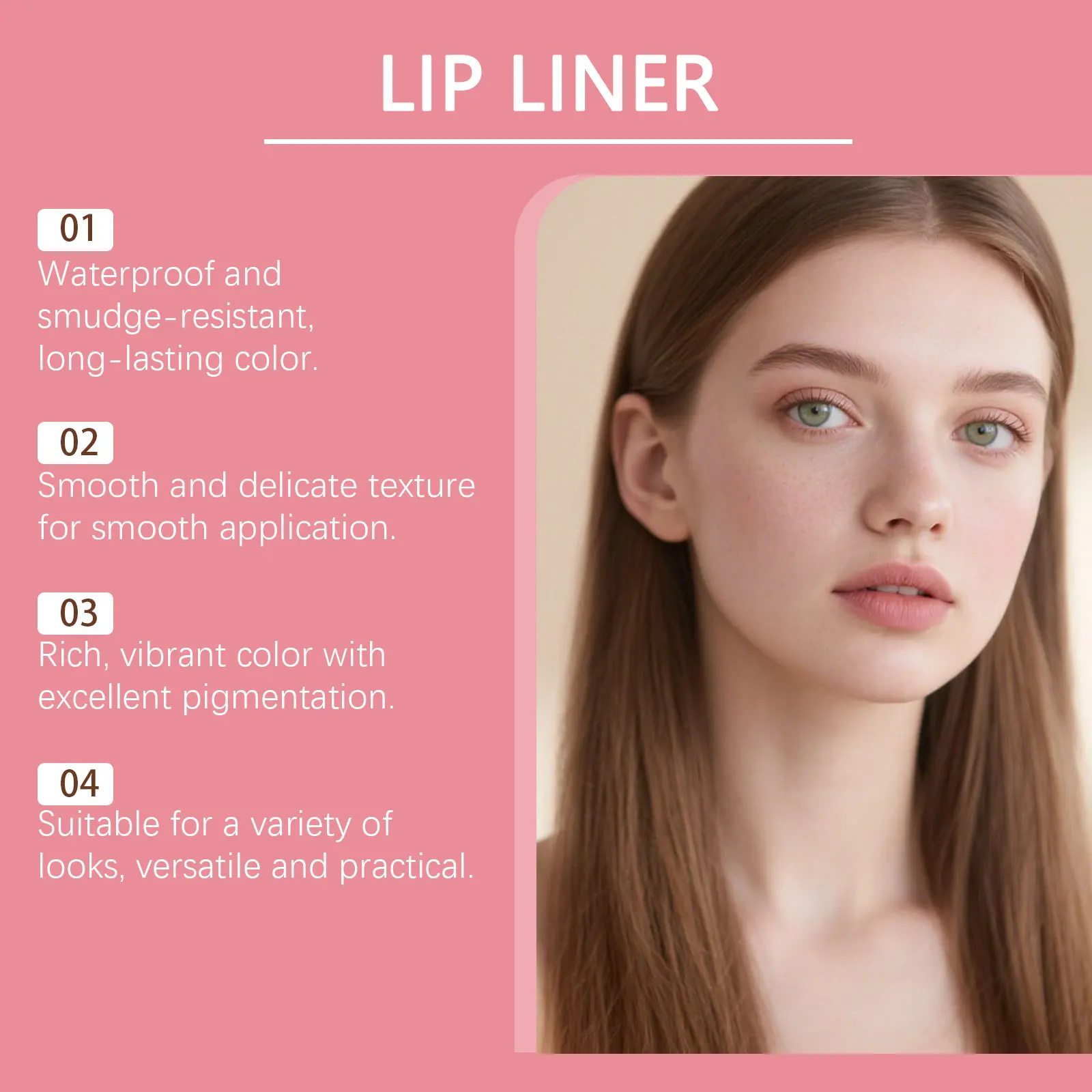 Waterproof Matte Lip Liner Pencil Smudge-Proof Highly Mild Pigmented Lip Liner Contouring Daily Date Commute Use Lip Makeup Pen