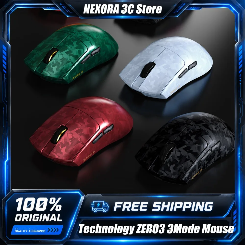 Technology ZERO3 Carbon Fiber Wireless Mouse Tri Mode Ultralight Gaming Mice 8K Polling Rate Low Latency for CS2 Valorant PC
