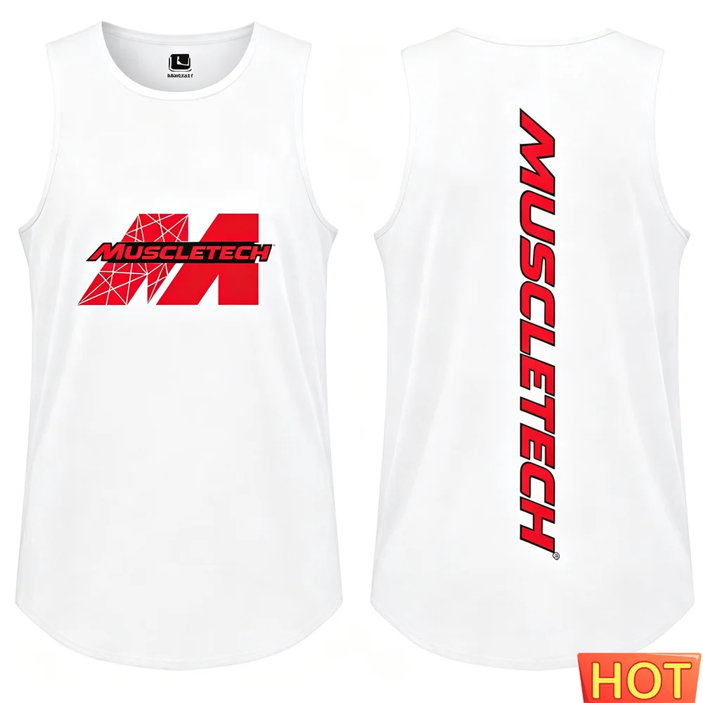 Graphic fitness T-shirt Summer men's solid vest Men's Gym Vest Breathable Sports Men's round neck vest top Men's y2k sportswear