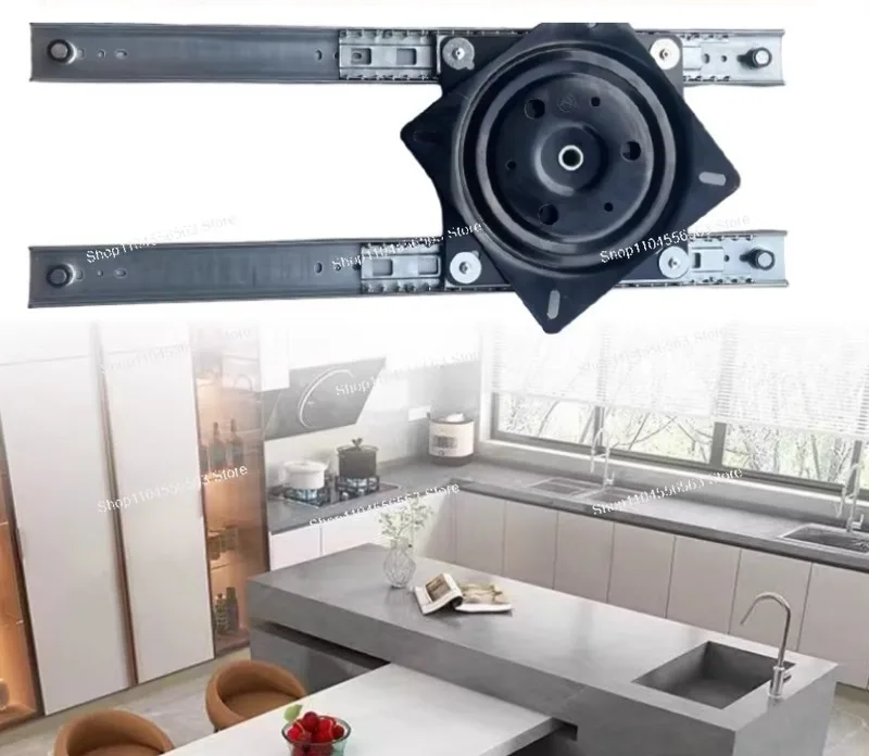 Adjustable Dining Table Guide Rail Rotating Pull Out Track Slide Hardware 150kg Load for Extendable Table Mechanism