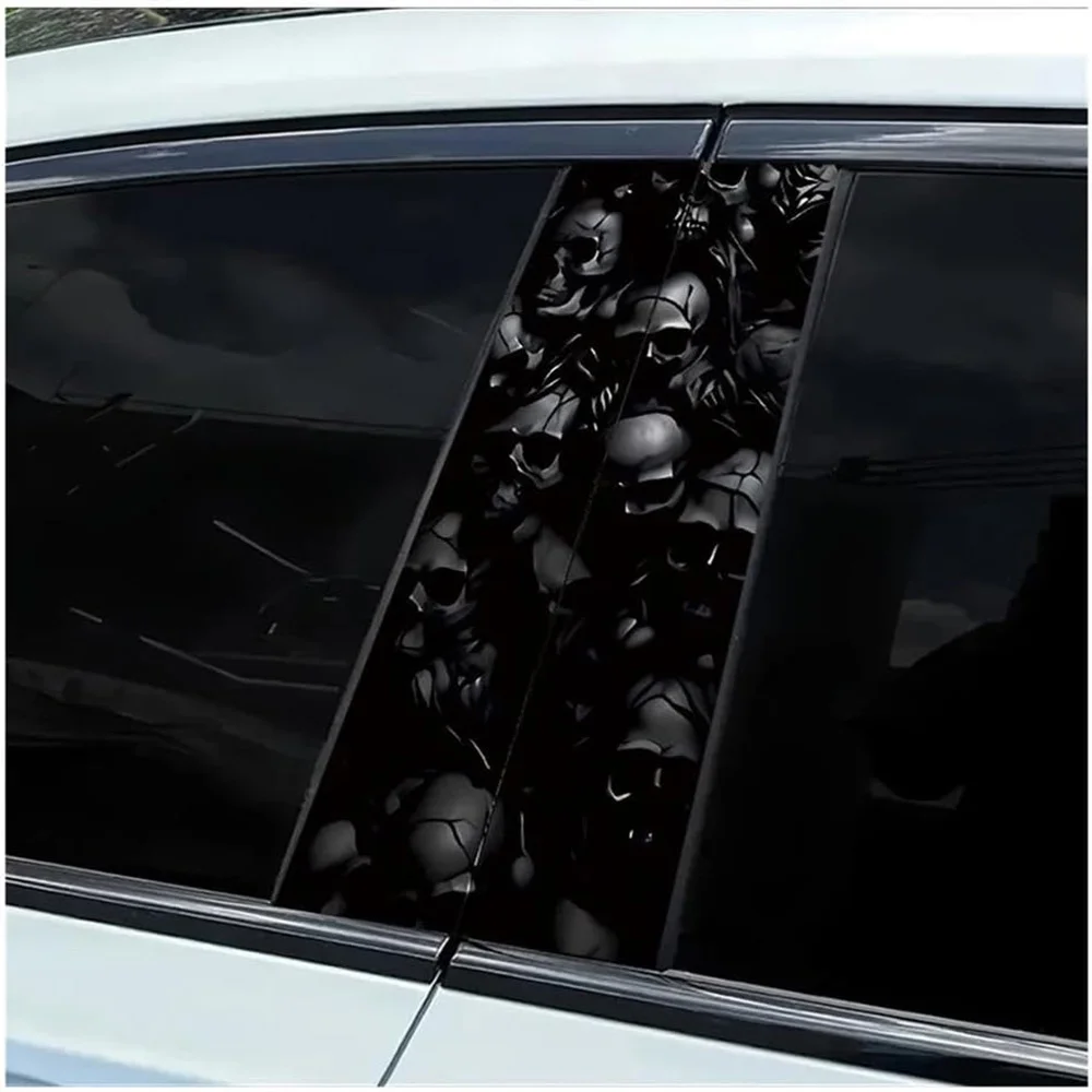 Halloween Car Decal Car Door Post Decals Skull Smooth Material Protection Film with Anti-Scratch Properties Spare Parts
