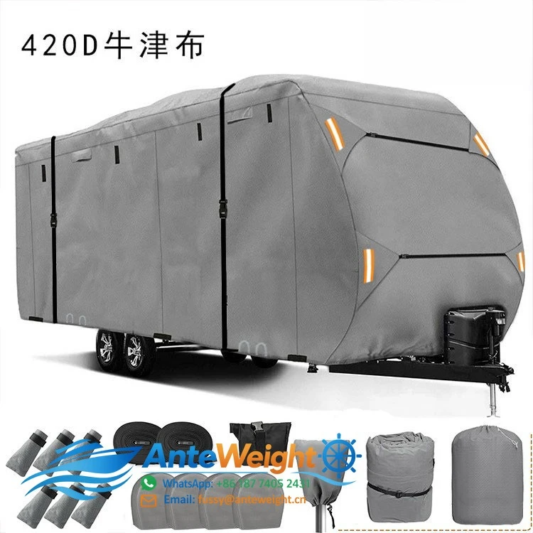 420D Oxford Camper Trailer Cover, Waterproof & UV-Resistant RV Shield | Outdoor Travel Trailer Protection Cover