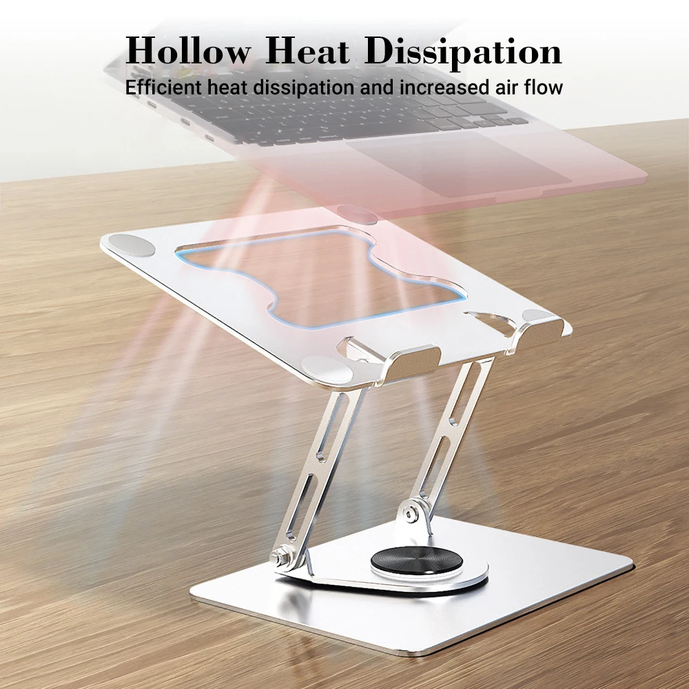 360° Rotating Base Foldable Riser Holder Adjustable Height Tablet Laptop Stand for Desk Macbook Air Mac Book Pro iPad New