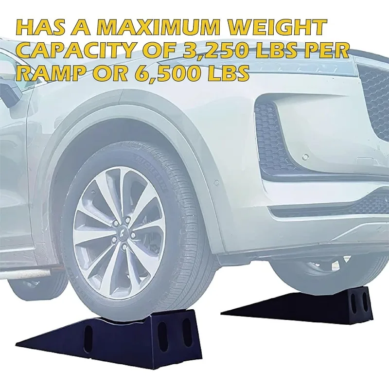 50515 6" Lift Car Ramp 6,500 Lbs Capacity Per Pair 3,250 Lbs Per Ramp, 2- Pack , Black
