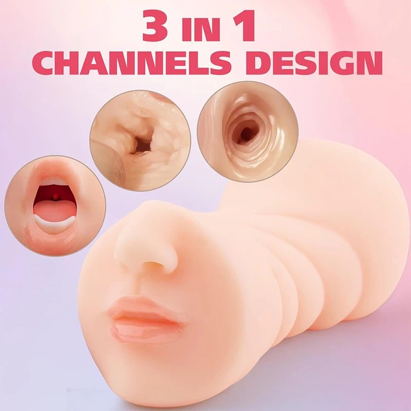 3 في 1 سيليكون TPE المهبل الشرج الاستمناء لعبة الجنس للرجال الشيطانة المهبل أنيمي جيب سنور اللسان المحمولة مقاوم للماء